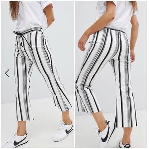 ASOS | NEW Sailor Black White Stripe Flare Cropped Pants Size 4 Nautical